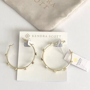 KENDRA SCOTT HAVEN HEART  HOOP EARRINGS IN GOLD PINK CRYSTAL